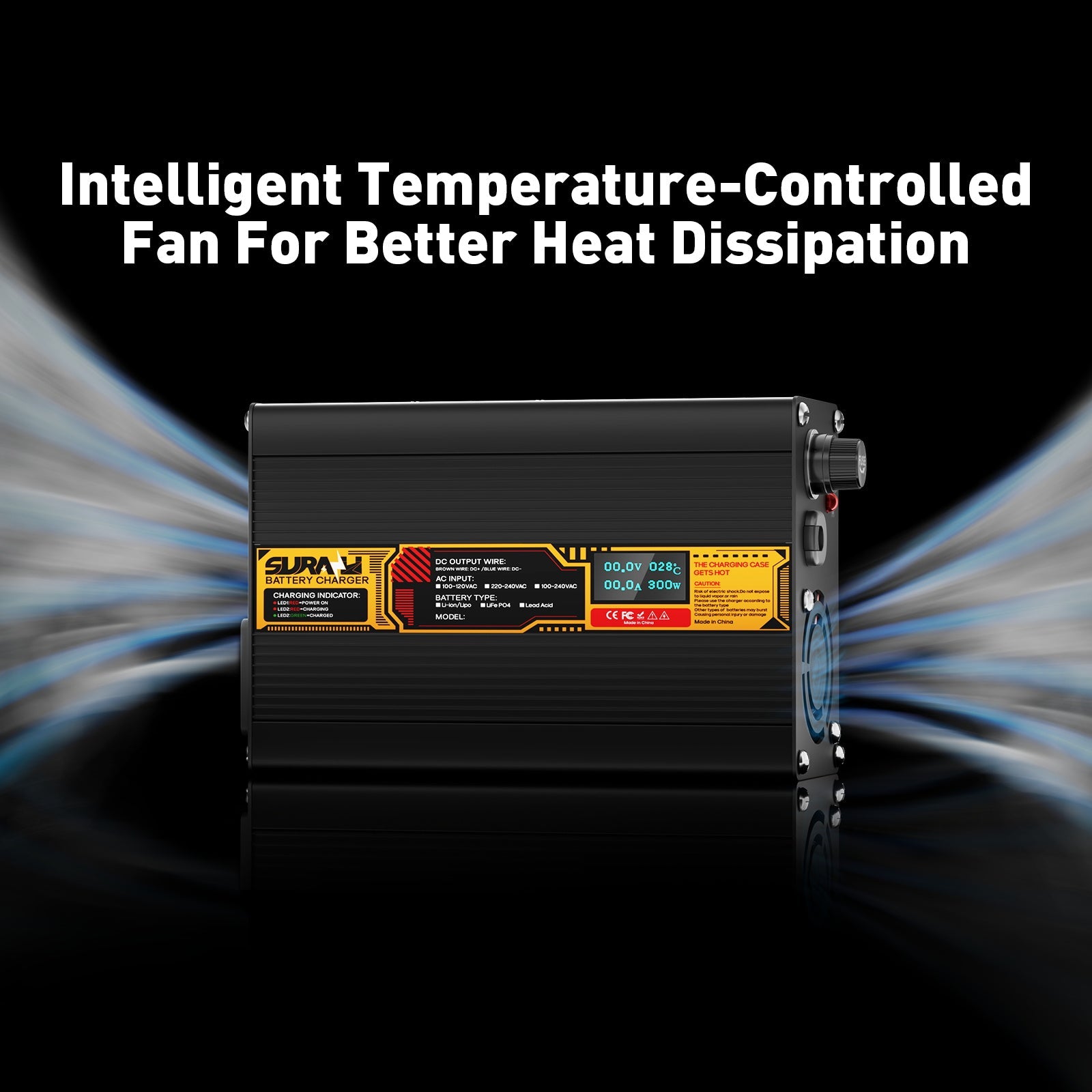 Suraziki LiFePO4 58,4 V 4 A Batterieladegerät für 48 V/51,2 V Lithium-Eisenphosphat-Batterien, LED-Anzeige, vollständiger Schutz