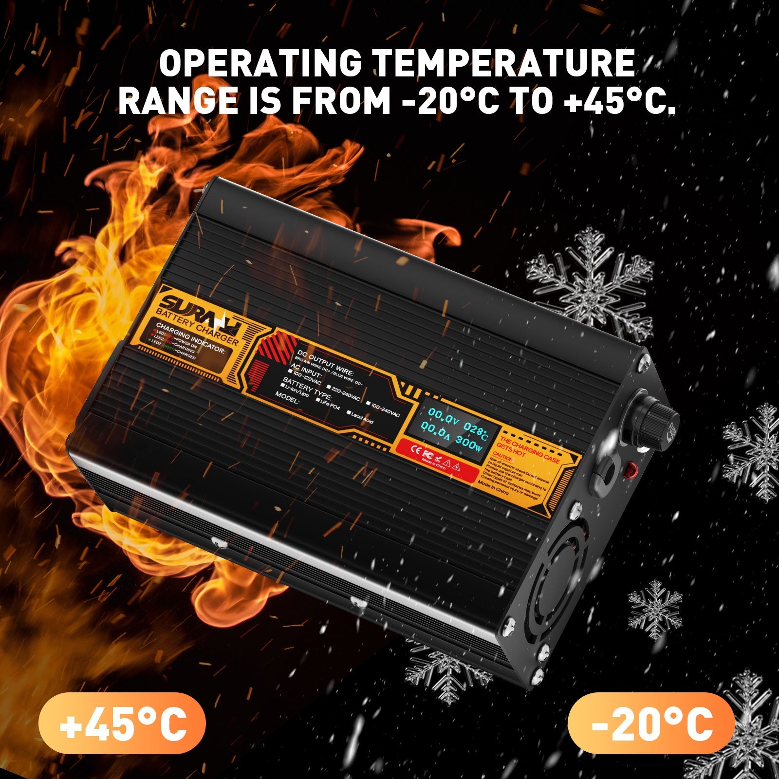 Suraziki Lead Acid Battery 60V 4A Battery Charger for 60V Lead Acid AGM GEL Deep Cycle and Auto Starting Batteries, LED Display, Full Protection，Aluminum alloy shell