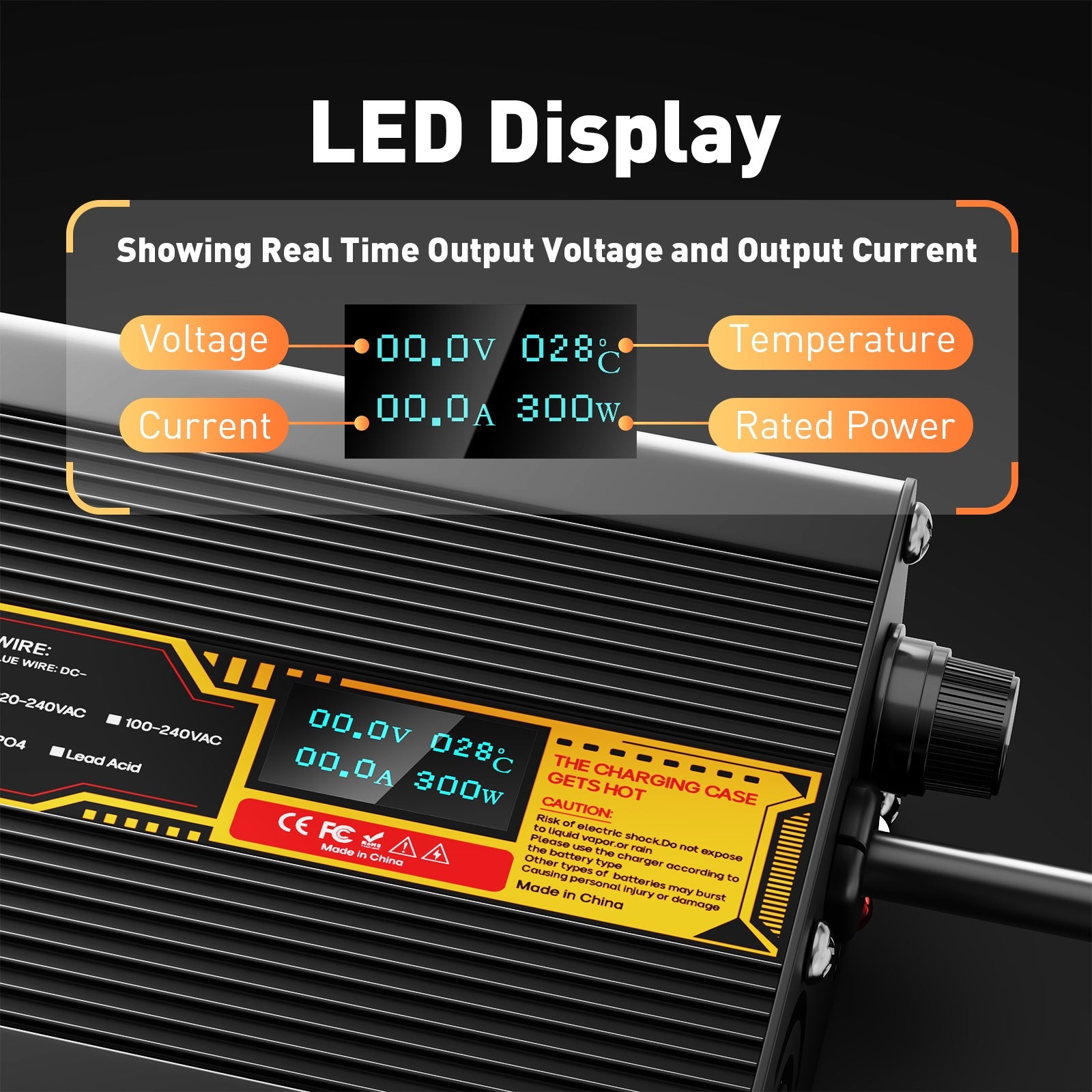 Suraziki Lead Acid Battery 72V 2A Battery Charger for 72V Lead Acid AGM GEL Deep Cycle and Auto Starting Batteries, LED Display, Full Protection，Aluminum alloy shell