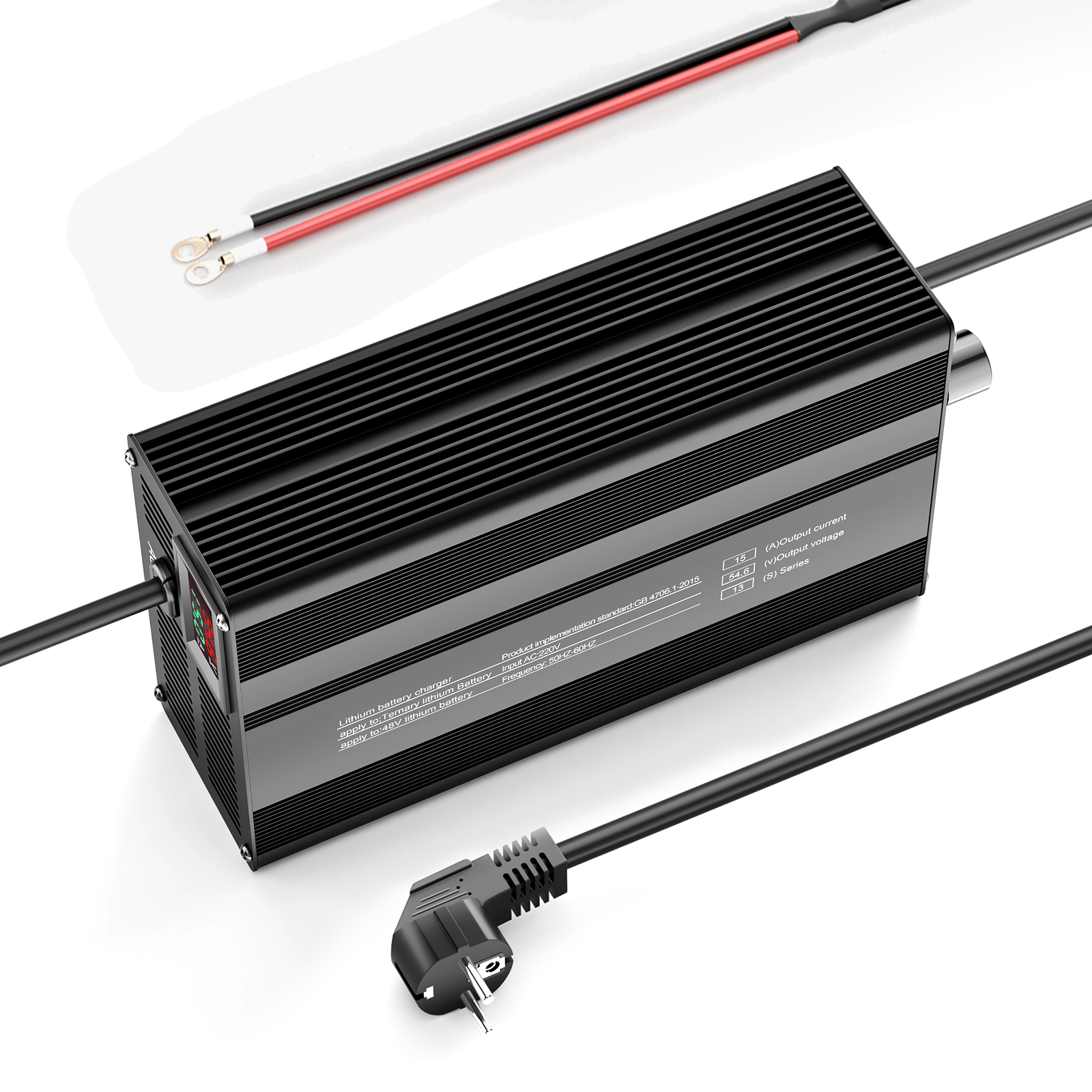 Suraziki 54.6V 1-15A Current Adjustable Lithium Battery Charger for 13S 48.1V Li-Ion/Ternary Lithium/Polymer Batteries, Ebike Scooter Battery Charger
