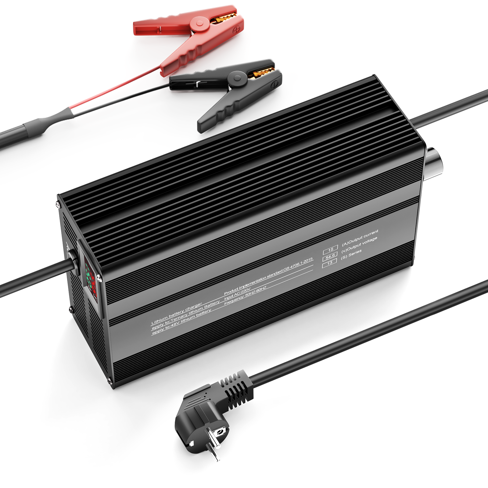 Suraziki 54.6V 1-15A Current Adjustable Lithium Battery Charger for 13S 48.1V Li-Ion/Ternary Lithium/Polymer Batteries, Ebike Scooter Battery Charger